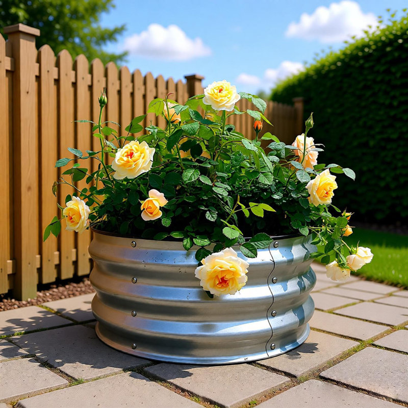  Ensemble de 2 lit de jardin surélevé rond galvanisé 2 x 2 x 1 pi, boîtes à fleurs en métal pour l'extérieur avec assemblage facile, grand lit de jardin pour légumes, fruits, fleurs et herbes argent
