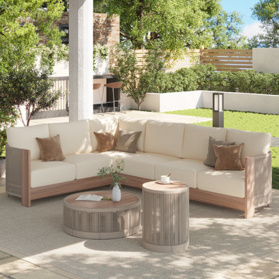 Noralee 6-person Outdoor Aluminum Sectional Sofa Set With 2 Coffee Tables