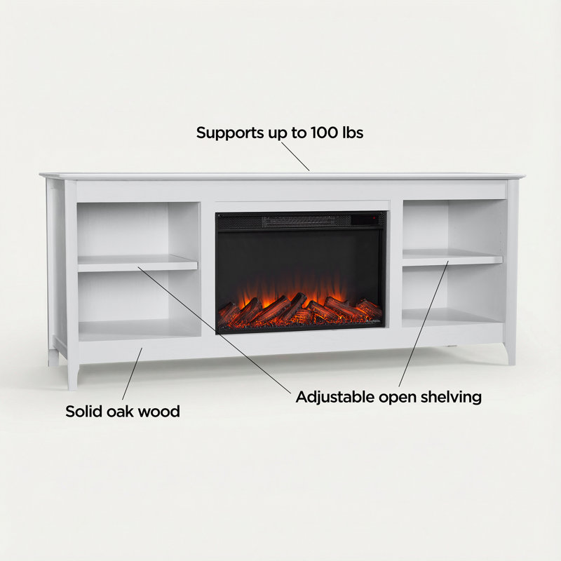 Fraley 68" Electric Fireplace TV Stand, Whitewash