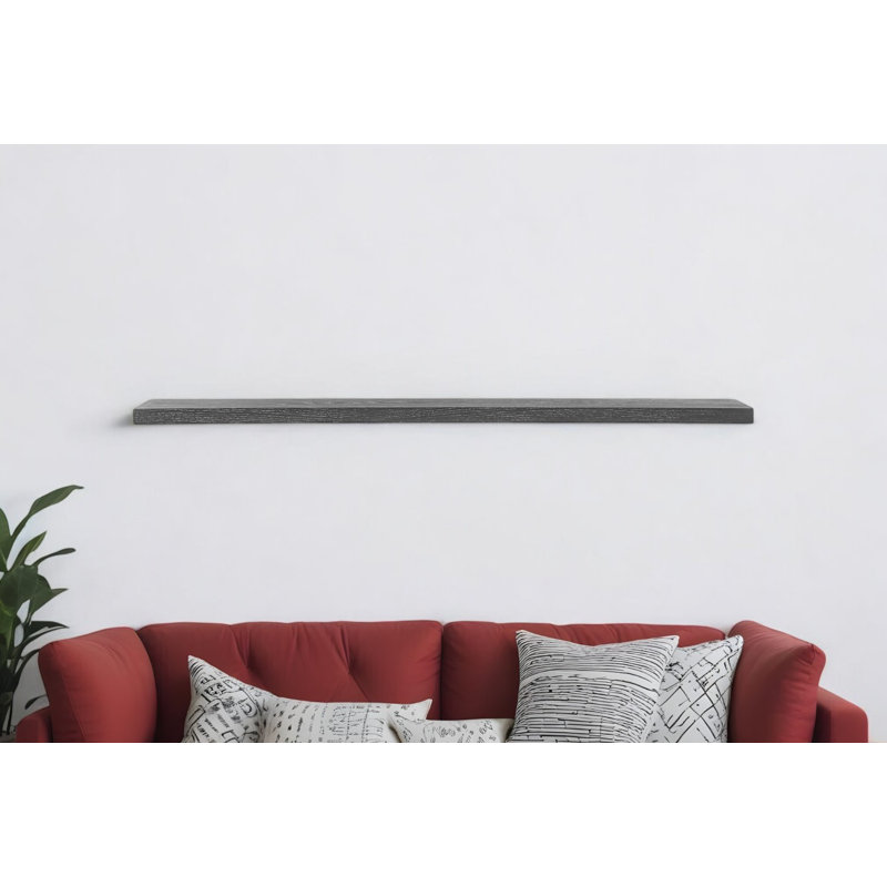 Wooden Wall Mounted Floating Shelf, 1.97" H x 74.81" W x 10.24" D, Dark Grey