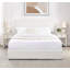 Lit plateforme à 2 tiroirs avec grand lit tapissier ivoire, tête de lit capitonnée cousue, support de matelas à lattes en bois, aucun sommier tapissier nécessaire