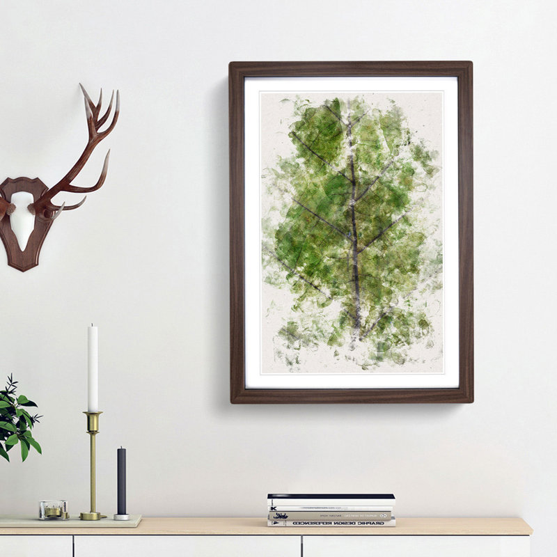 Leaf Lines - Framed Print, 33cm H x 24cm W x 2cm D, Walnut Framed