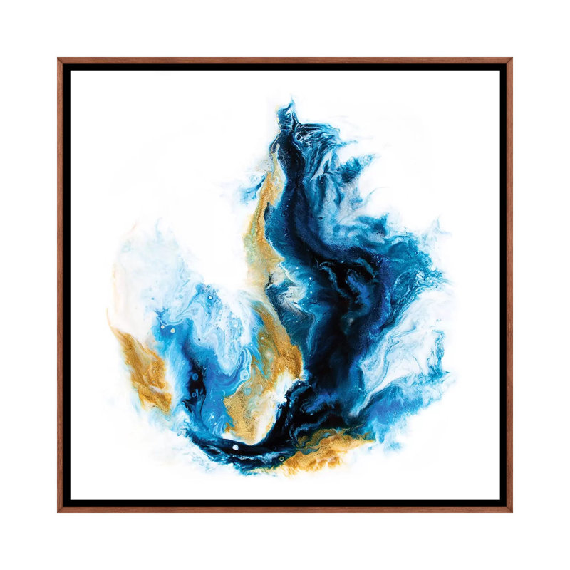 Crashing Sea - Print on Canvas, Classic Brown Wood Framed, 93.98 cm H x 93.98 cm W