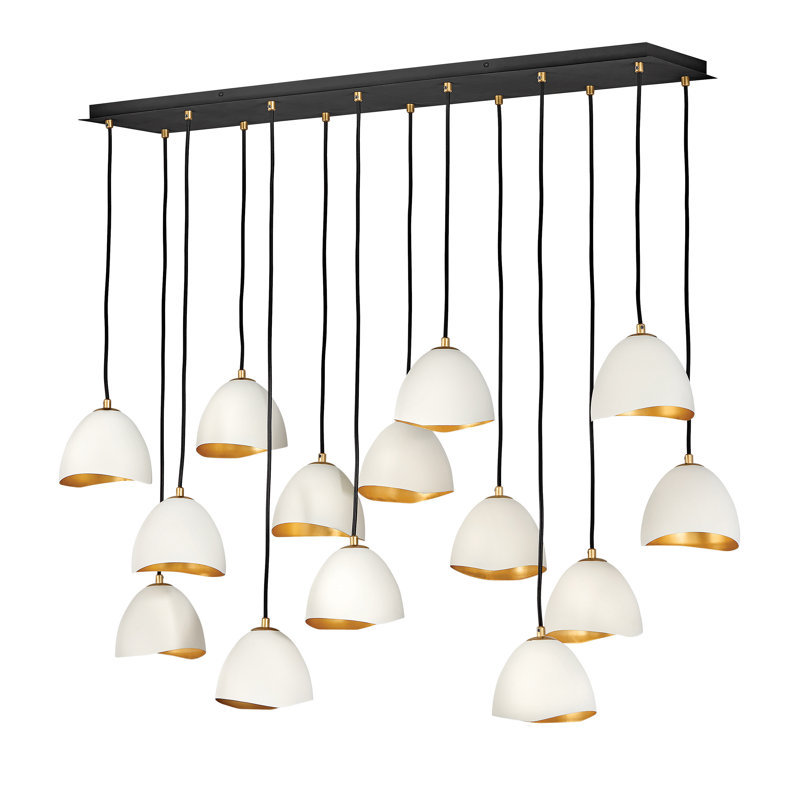 Lustre géométrique unique à 14 lumières Cotter, Blanc coquille