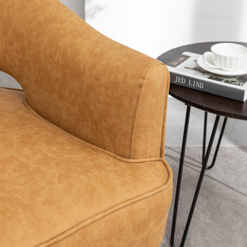 Fauteuil demi-tonneau pivotant de 28 po Kenzlee, Polyester jaune
