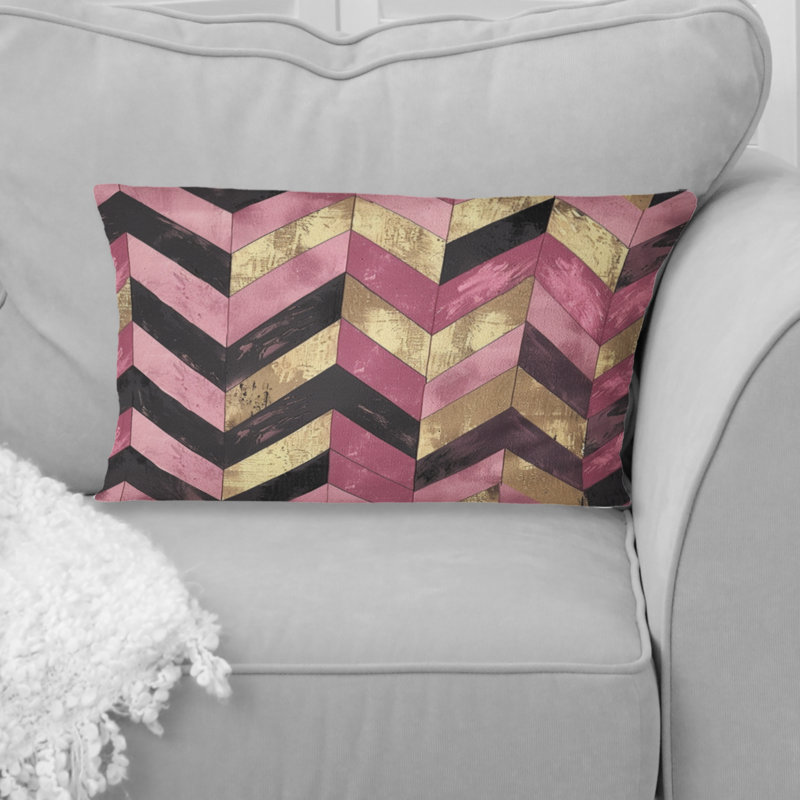 Coussin lombaire Glam Chevron II - Glam, Rose/Or