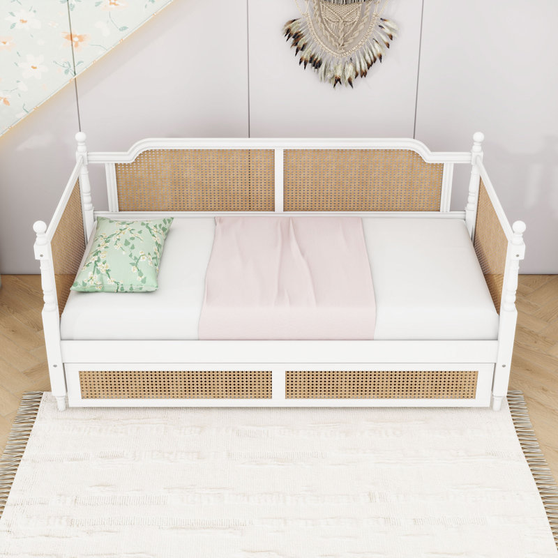 Wood Daybed with Trundle, Twin, Antique White