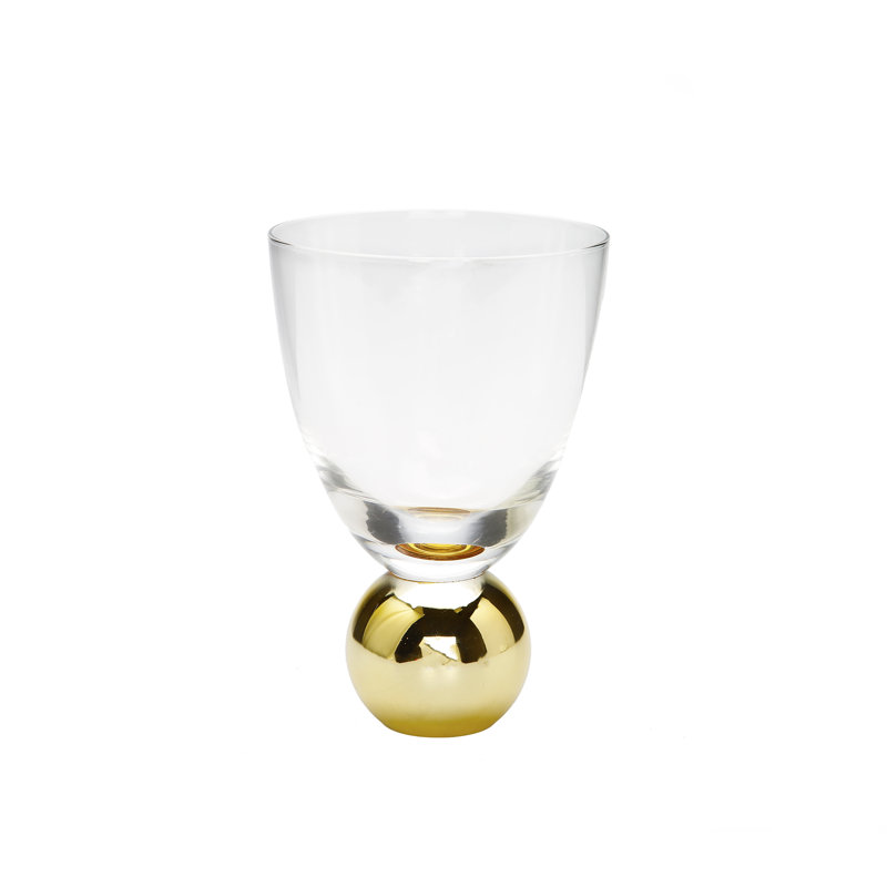 Ensemble de 6 petits verres à vin sur piédestal boule dorée