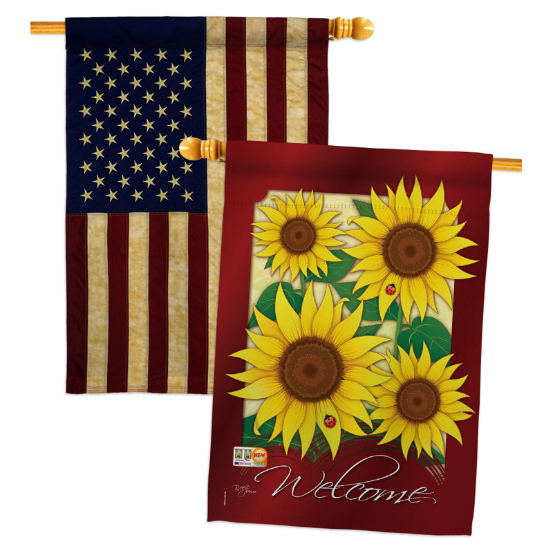 Drapeau de maison tournesols en polyester 40 x 28 po