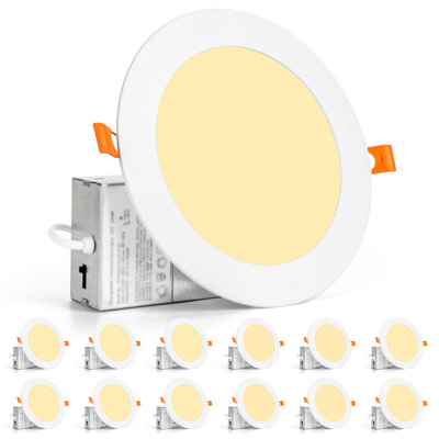 12 Pack 6 Inch LED Recessed Lighting 3000K Retrofit Dimmable Ceiling Lights