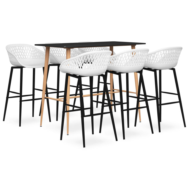 Barna Dining Set, Black, White/Black