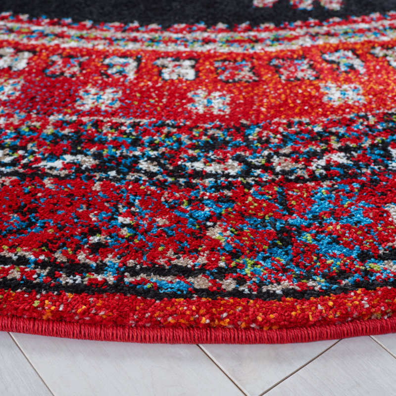 Chavis Oriental Red/Black Area Rug, Rectangle 2'7" x 5'