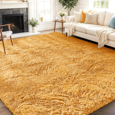 Solid Colour Machine Tufted Shag Area Rug