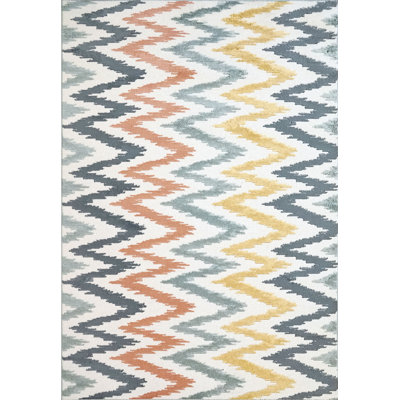 Tapis bleu à chevrons Haryss