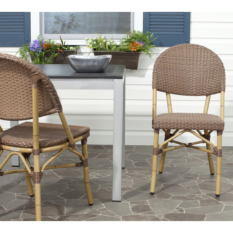 Nergizli Wicker Premium All-Weather Wicker Outdoor Dining Side Chair, Brown
