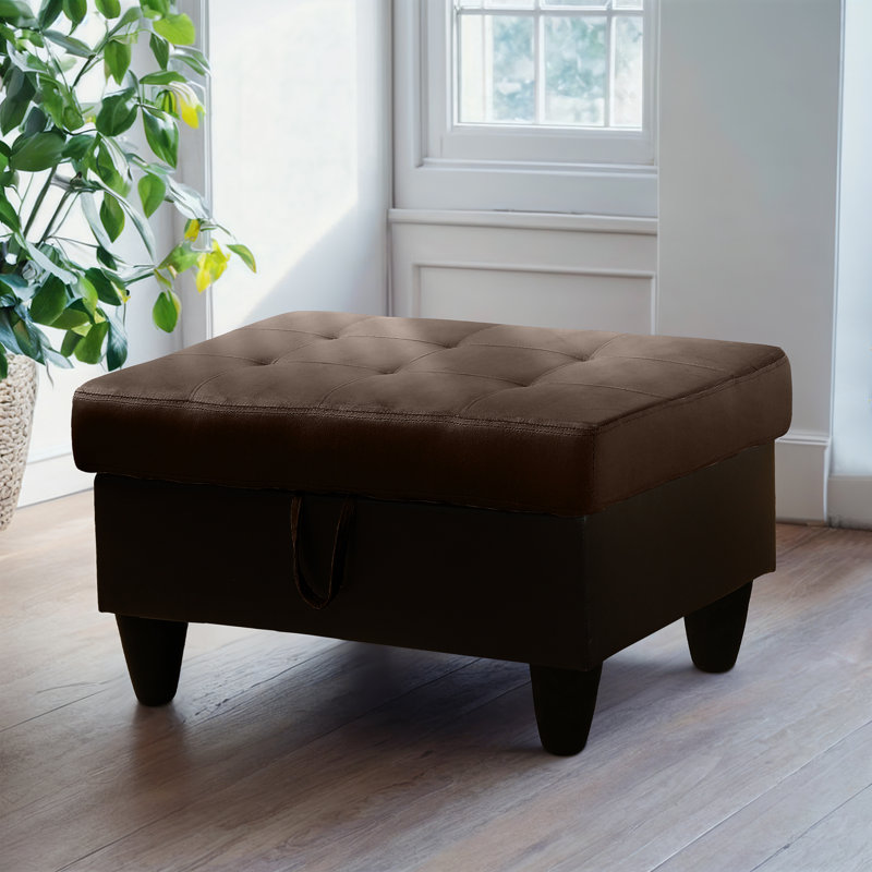 Repose-pieds avec rangement Darryn, Velours brun foncé