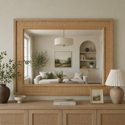 Miroir décoratif en rotin