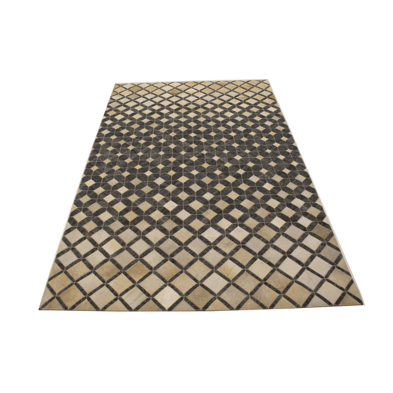 Tapis oriental gris moderne en cuir 5X8
