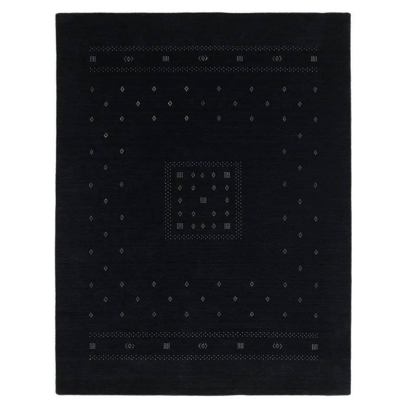 Simi Hand Knotted Cotton/Wool Southwestern Area Rug, Black, Runner 2'6" x 8'