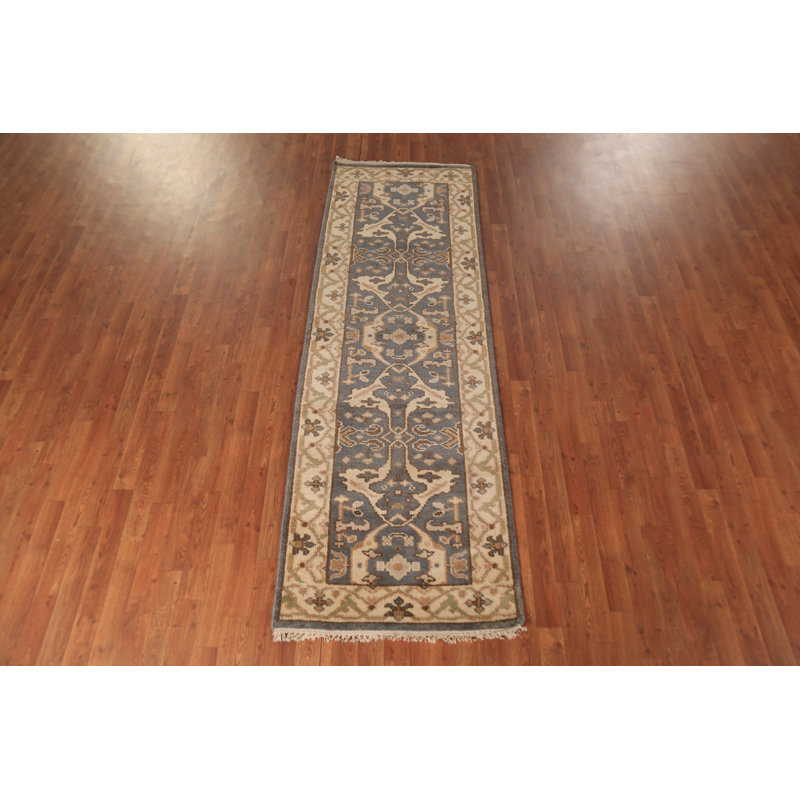 Tapis de couloir indien fait à la main 3 x 8 po Oushak