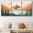 «Sun Mountain Landscape Forest Lake Abstract Minimal Nature Scene», reproduction d'art sur toile encadrée 3 pièces-75848784-75848785