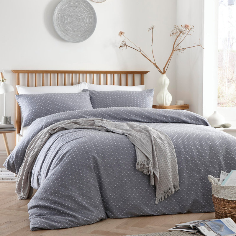 Cotton Solid Colour Duvet Cover Set with Pillowcases Included, Kingsize - 2 Standard Pillowcases