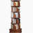 6 Tier Bookcase Storage Rack with Wheels, Rotating Bookshelf, 360 Display Corner Bookshelf, Wood Narrow Organizer-1834090514
