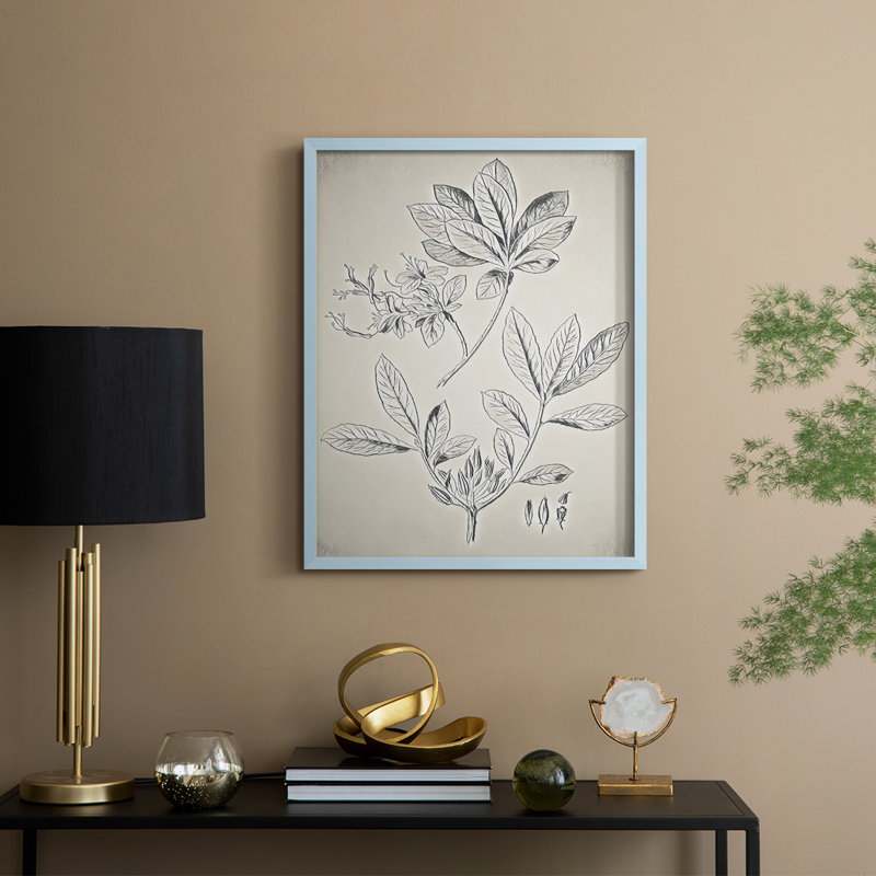 Impression florale vintage encadrée CCX III - bois massif, Bleu, H 11 po x l 9 po