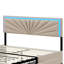 Double Bed Frame With 4 Drawers, Upholstered Platform Bed With Adjustable Headboard And LED, 200cm Upholstered Double Bed Frame With Sturdy Wooden Slat Support, Beige(Linen, No Mattress)-1970291611