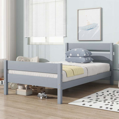 Bed with Headboard and Footboard,Rubber Wood Bed