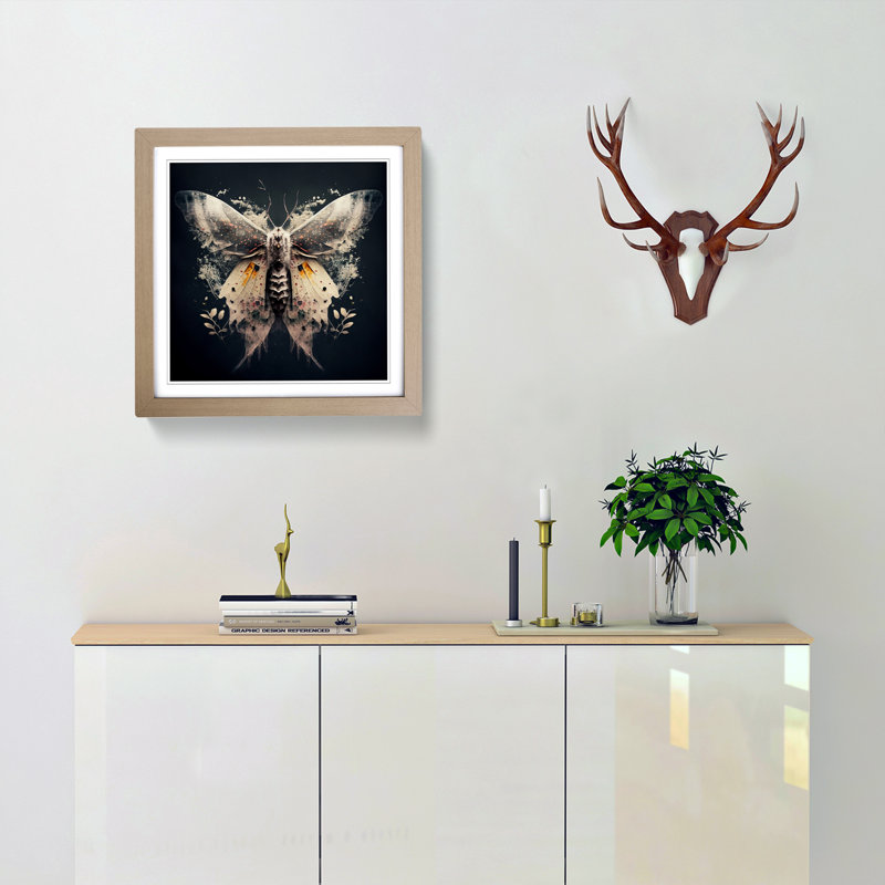 Moth Double Exposure - Framed Print, Oak