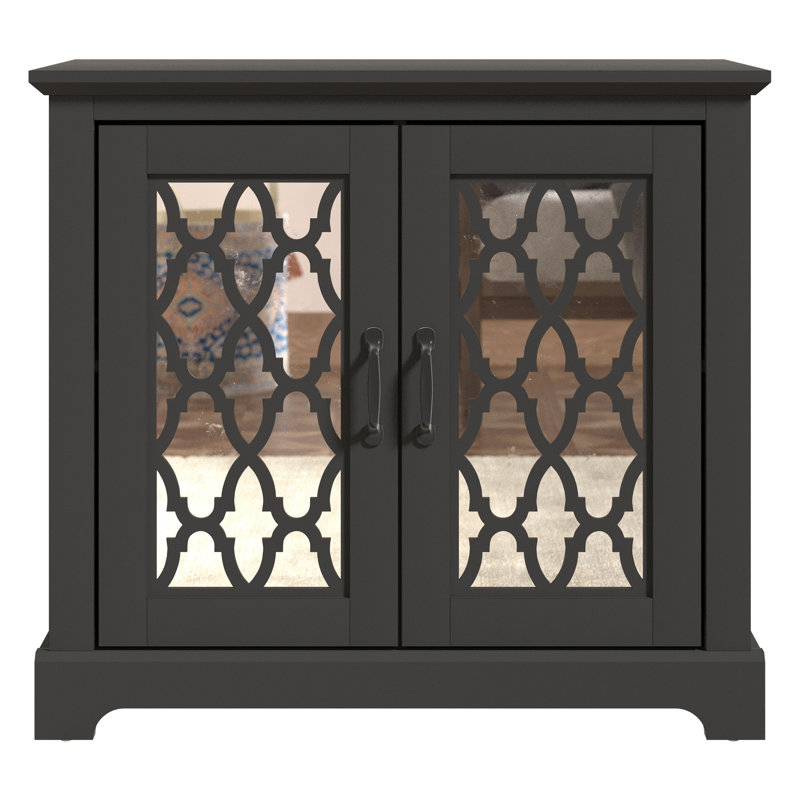 Lopes Traditional Coordinated Storage Accent Cabinet 2 Piece Set, Black