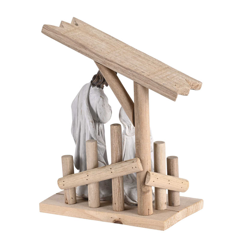 Crèche de Noël avec crèche en bois