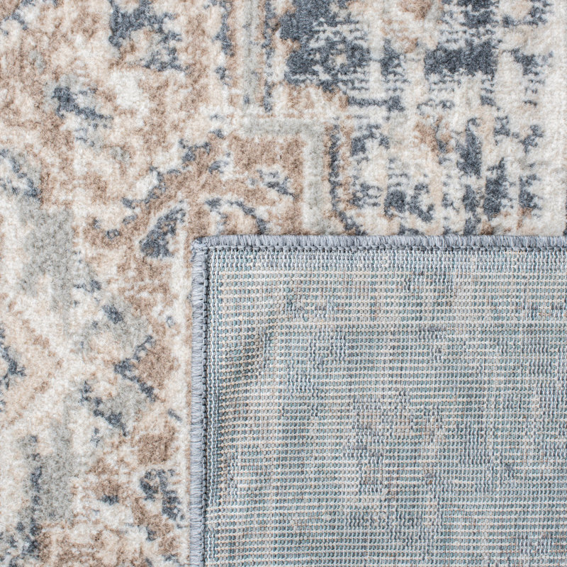 Tapis oriental beige / gris Gyle, Carré 6 pi 7 po