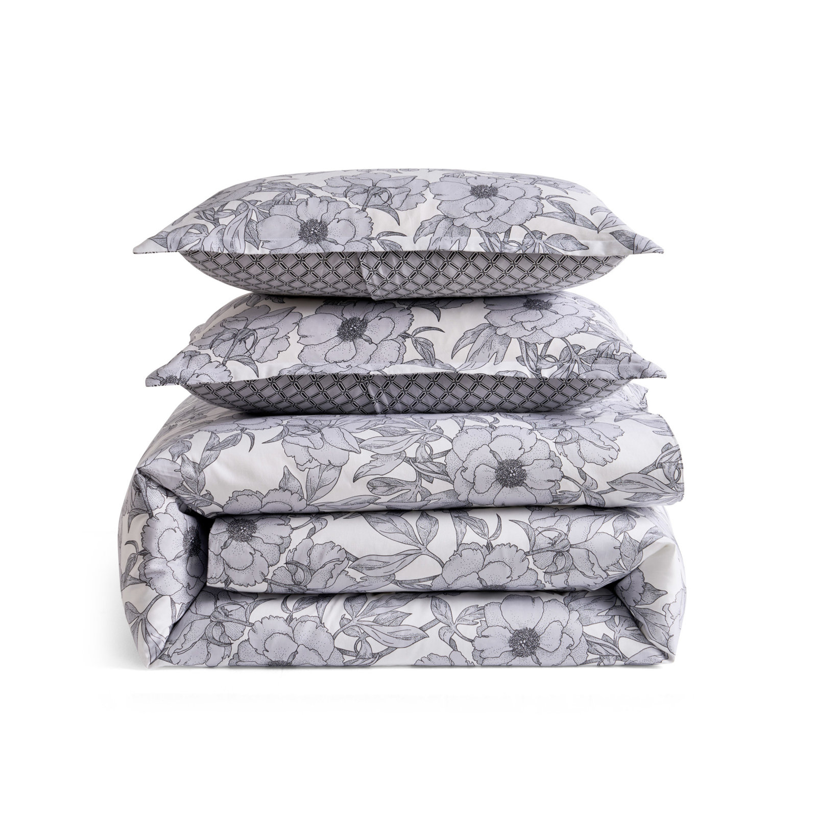 Mood Floral Comforter Set, King Comforter + 2 Shams, Blue/White