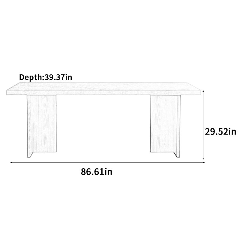 Modern Minimalist Dining Table, 29.52"H x 86.61"L x 39.37"W