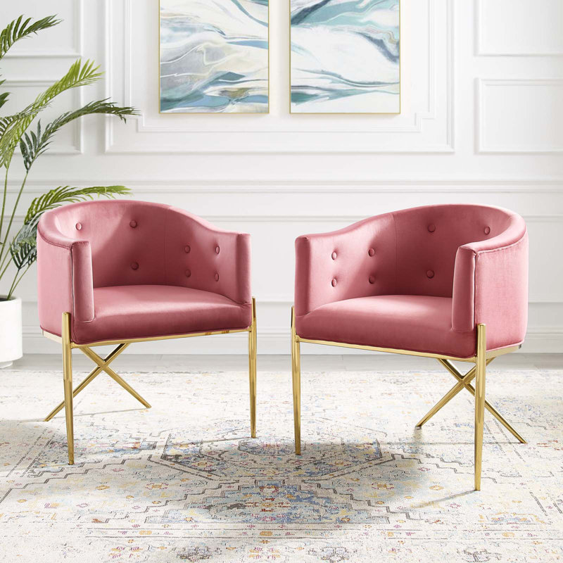 Modway Savour Accent Dining Armchair Performance Velvet, Dusty Rose