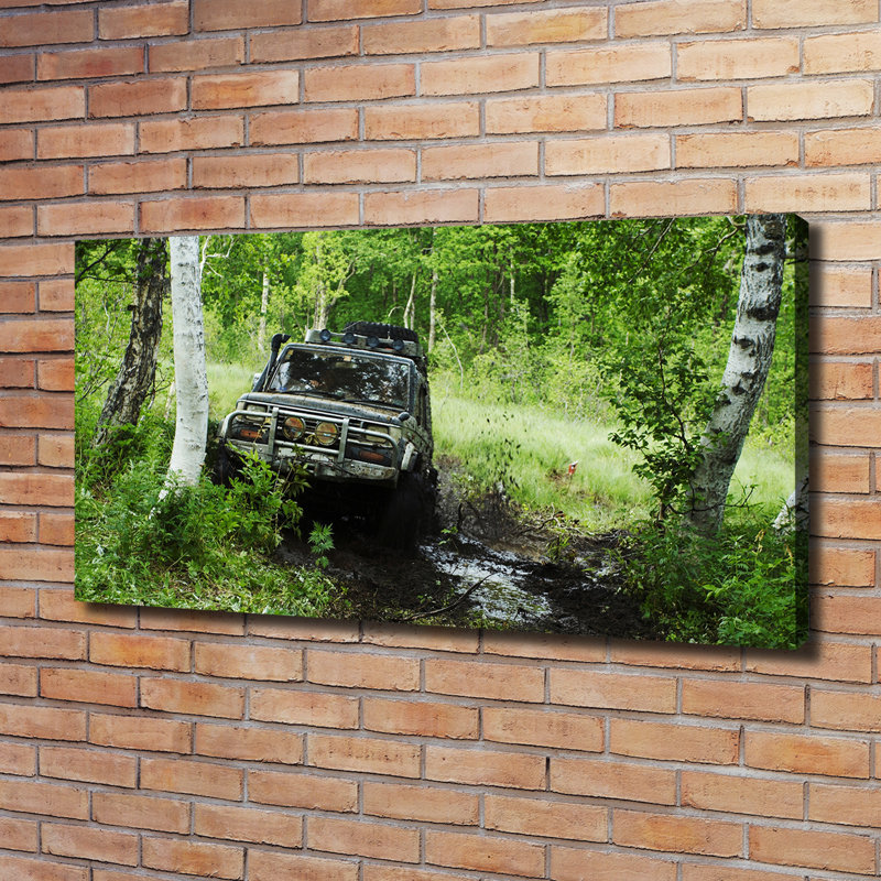 Jeep In The Forest - Wrapped Canvas Print