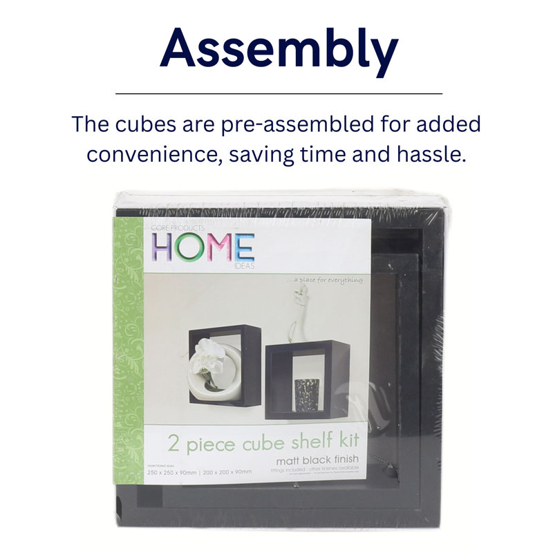 Hudson Shelf Kits, 2 Wall Cube Kit, Black