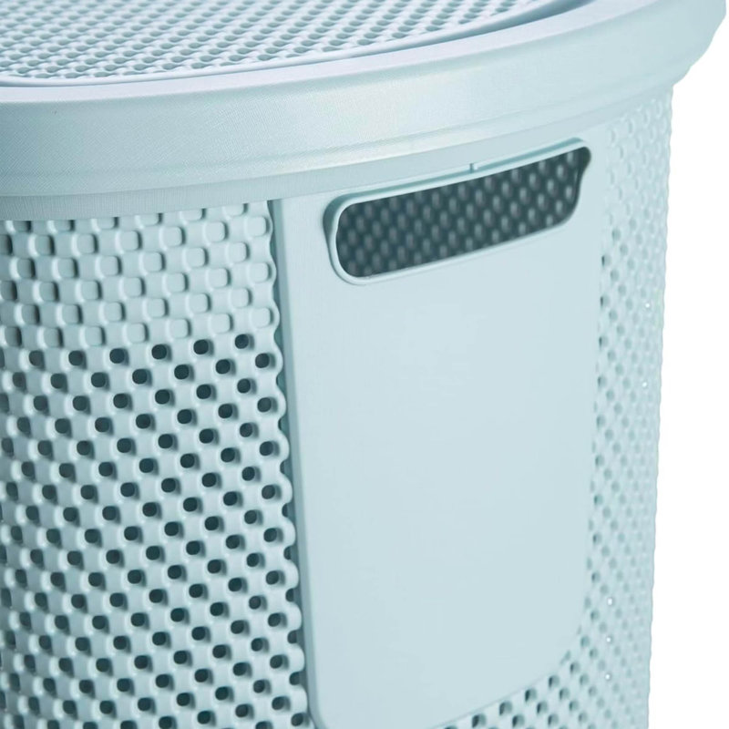 Hinged Lid Laundry Hamper Air-Permeable, Blue