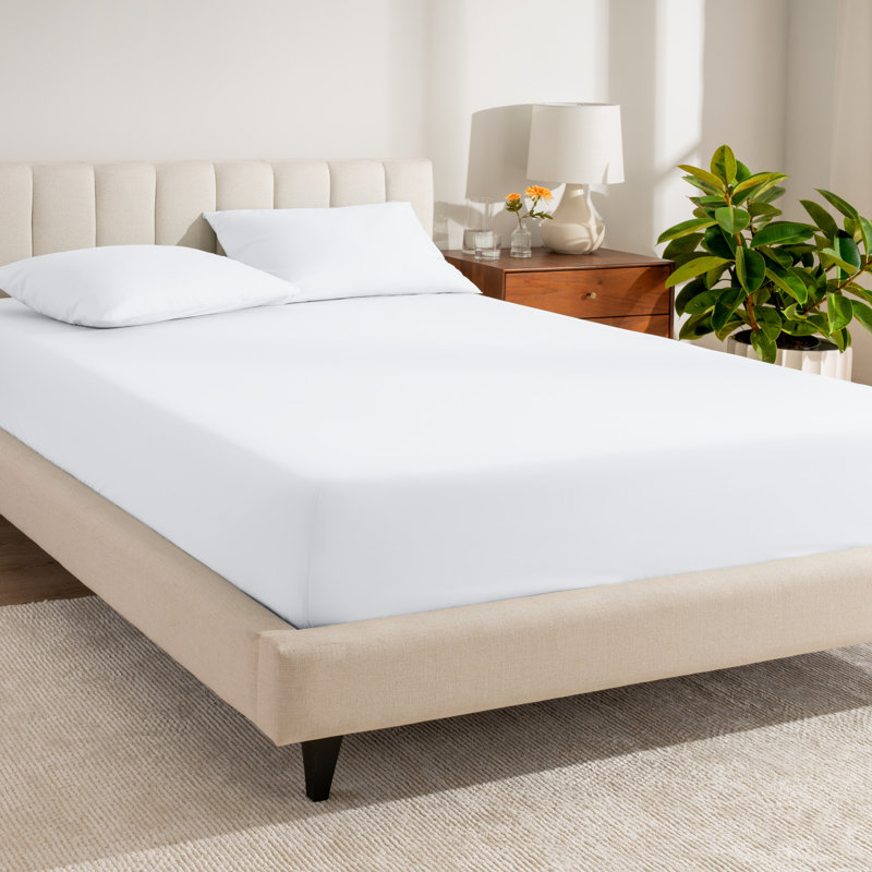 260 Thread Count Organic Cotton Percale Fitted Sheet, Twin XL Fitted Sheet, White