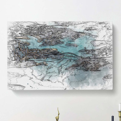 Birds Eye View of Sydney Australia in Abstract - Wrapped Canvas