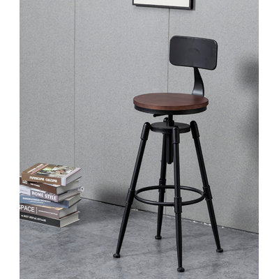 American-Style Retro Bar Stools With Adjustable And Rotatable Iron Backrests