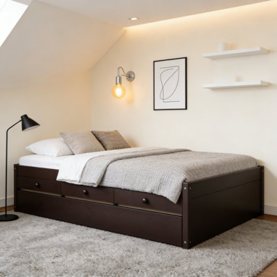 Lit plateforme simple avec lit gigogne et 2 tiroirs
