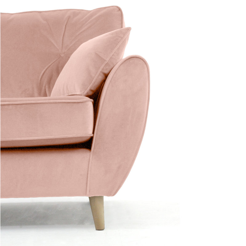 Rafe Scandi Style Velvet Loveseat, Blush Velvet