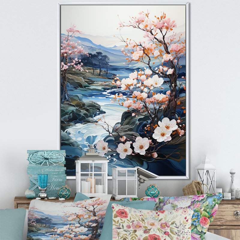 "Water Stream Charm", reproduction d'art sur toile encadrée, Silver Picture Framed, 44" H x 34" W