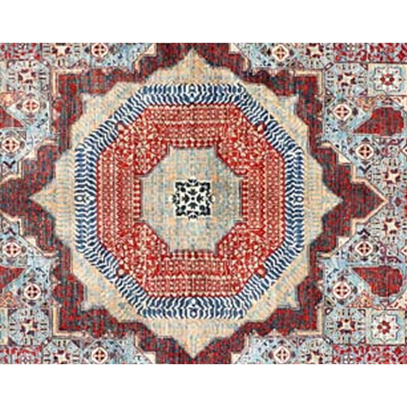 Tapis oriental en laine tissé à la main rouge / bleu