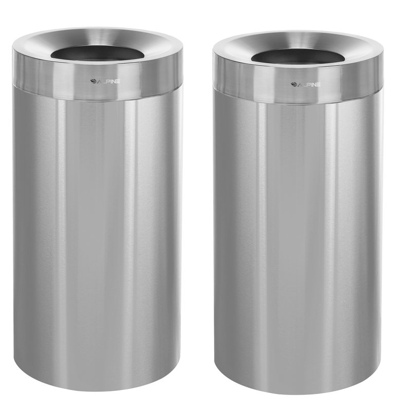 Poubelle intérieure commerciale 27 gallons en acier inoxydable avec couvercle ouvert