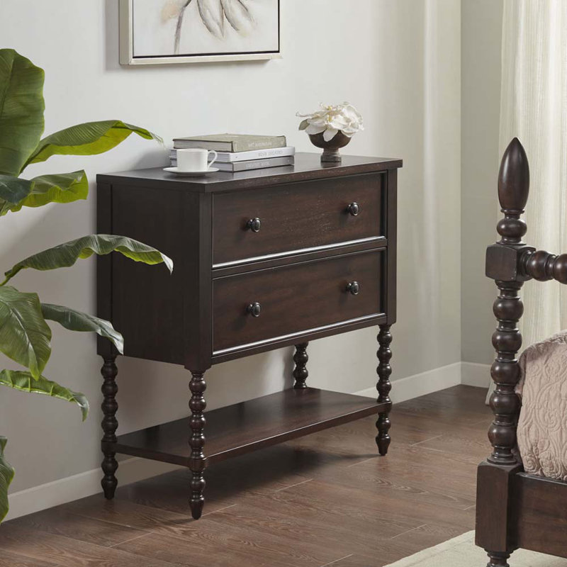 Commode 2 tiroirs Arvell, Brun