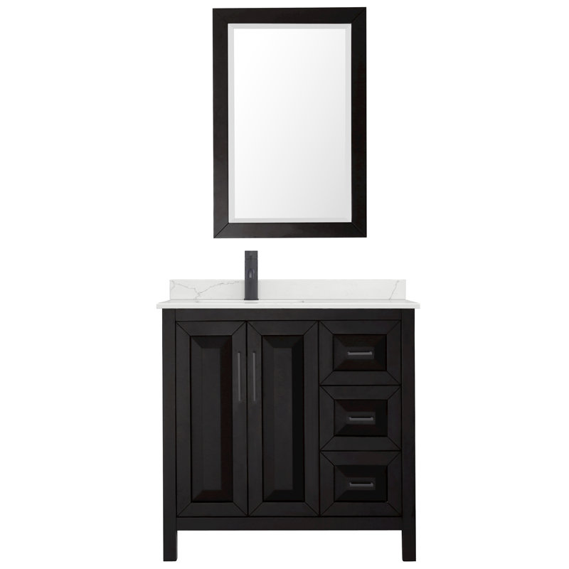 Daria 36'' W Single Vanity, Giotto Quartz, Brown, Polished Chrome
